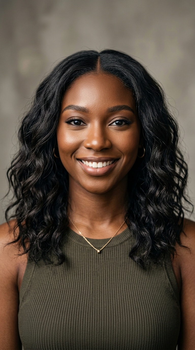 Texturized Beach Waves with Middle Part