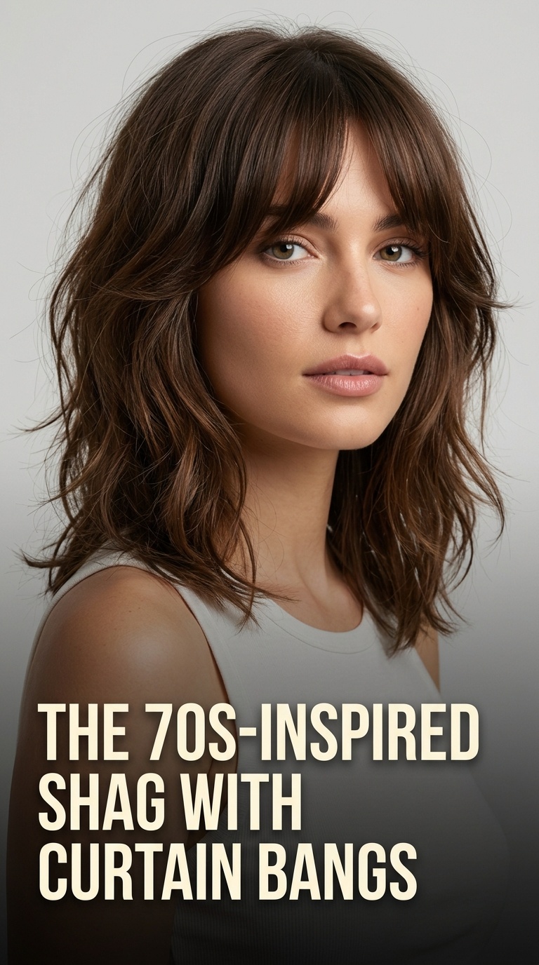 The 70s-Inspired Shag with Curtain Bangs