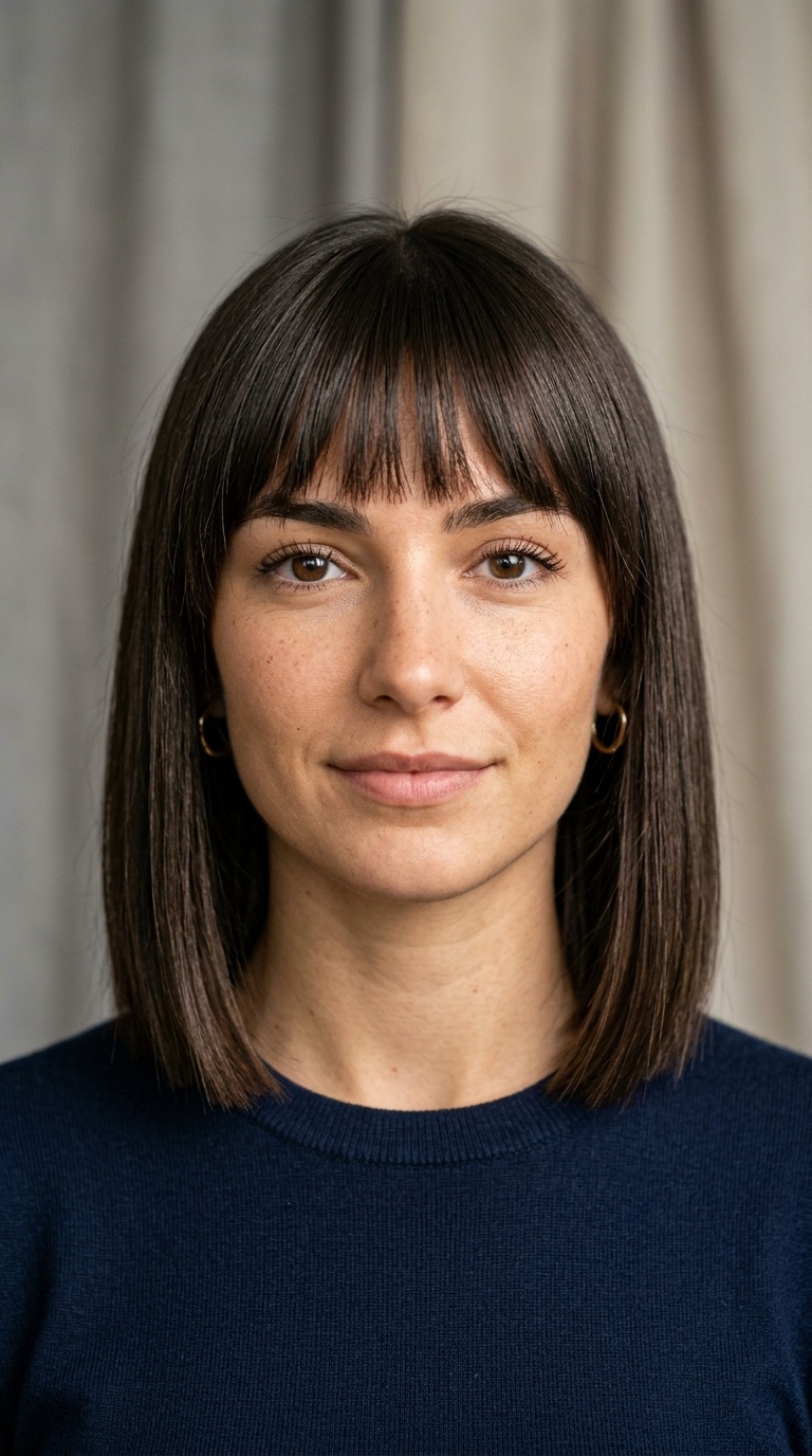 The Blunt Cut with Face-Framing Fringe