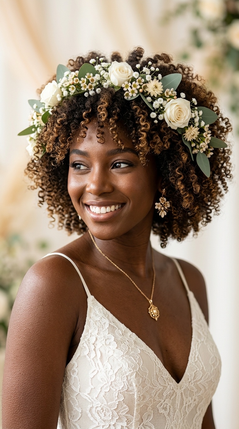 The Bohemian Floral Halo on Natural Curls