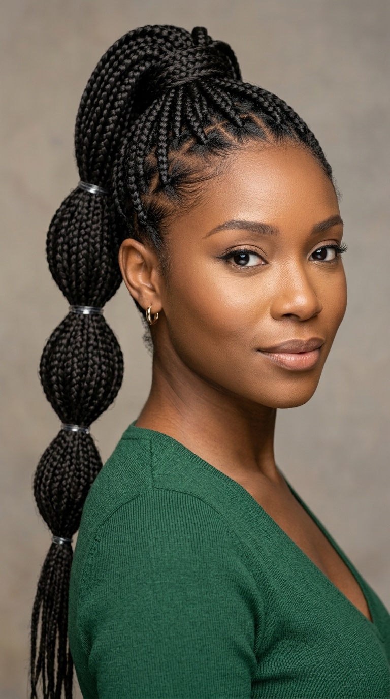 The Braided Bubble Ponytail
