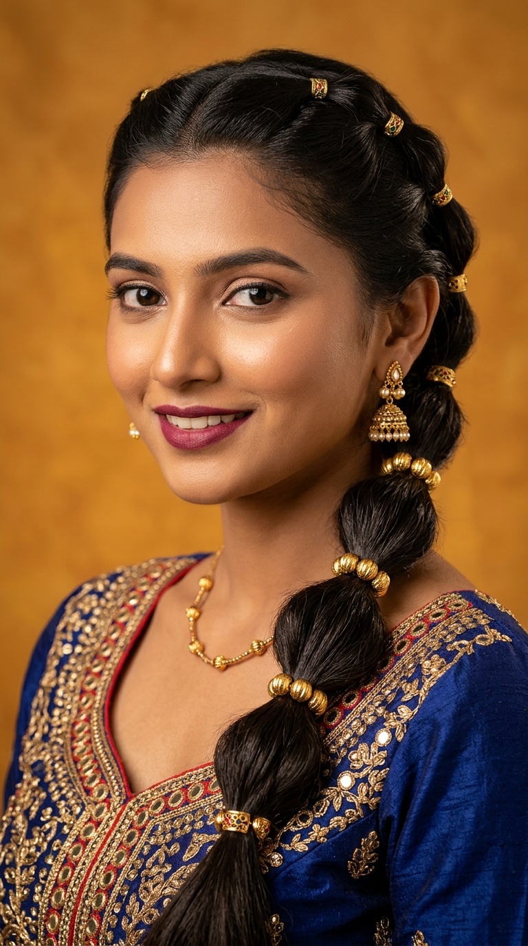 The Bubble Braid with Gold Beads