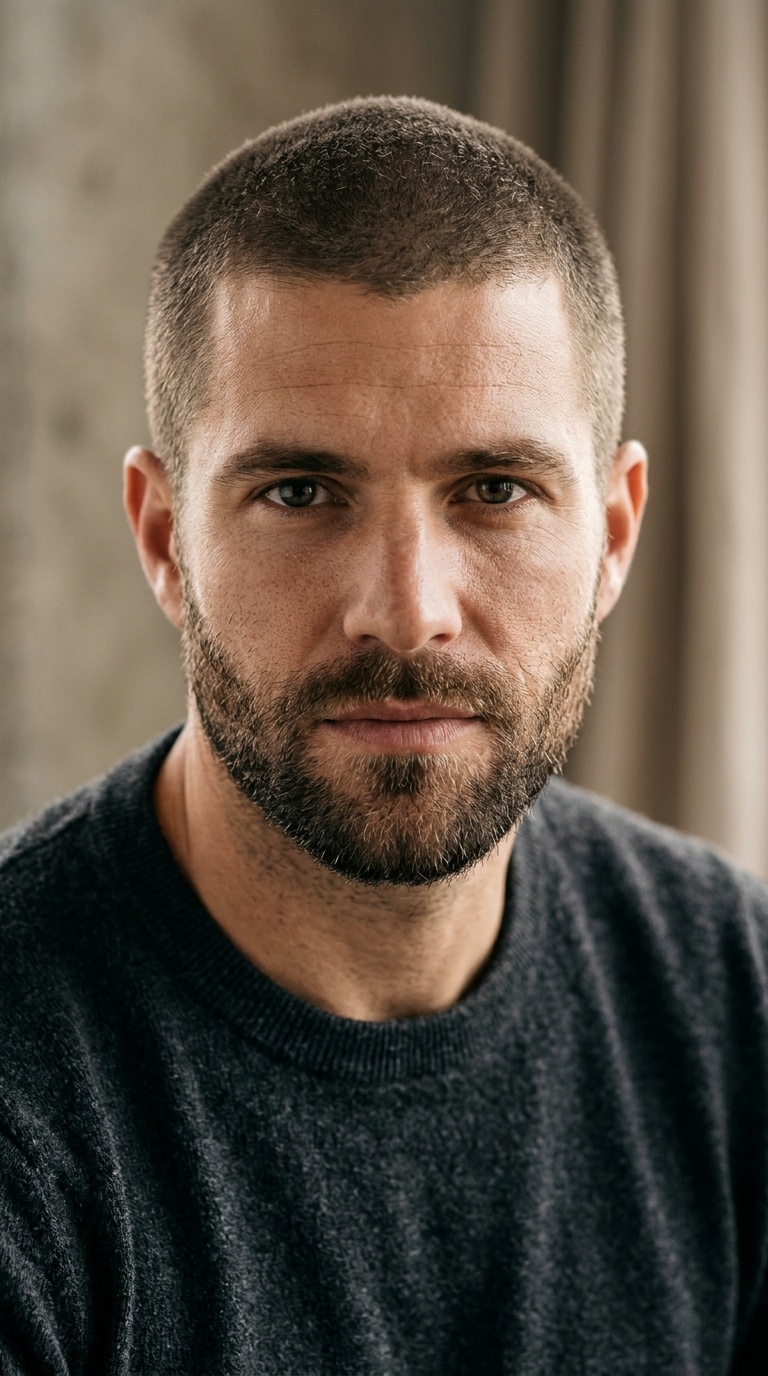 The Classic Buzz Cut with Heavy Stubble