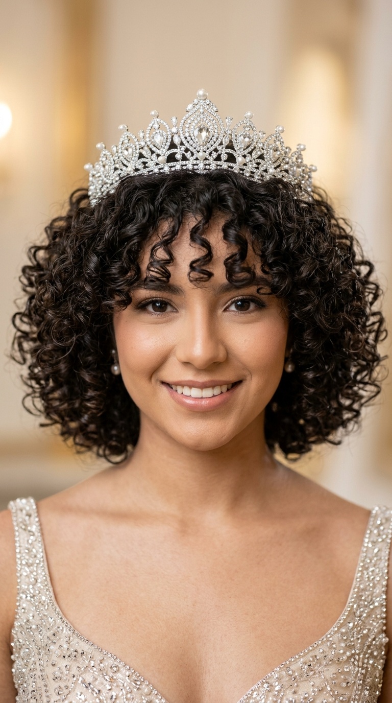 The Classic Curly Bob with Royal Tiara