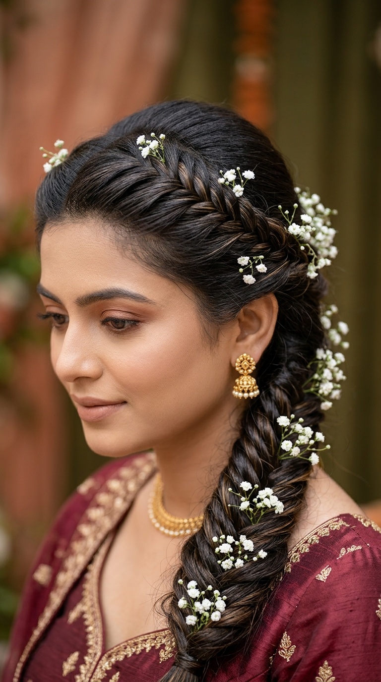 The Classic Fishtail Braid with Baby's Breath