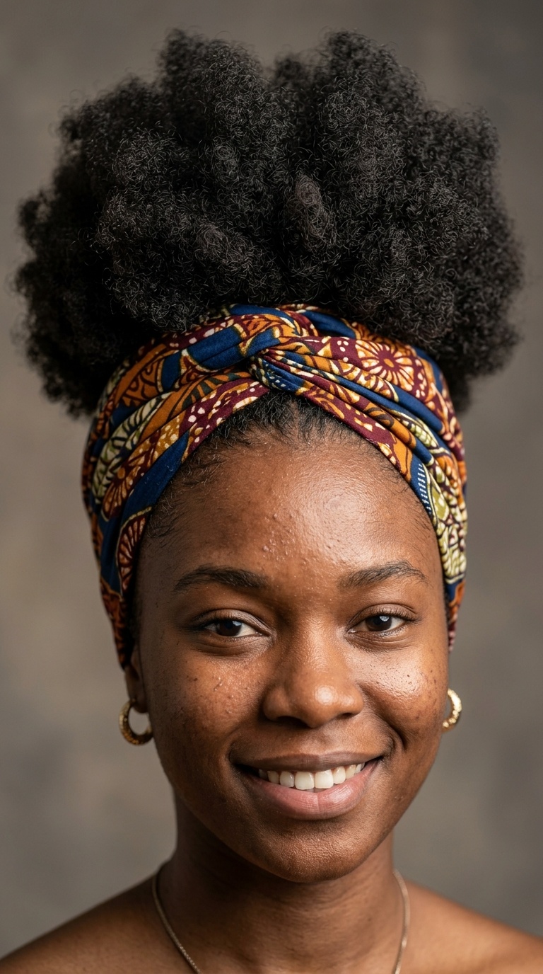 The Classic High Puff with a Headwrap