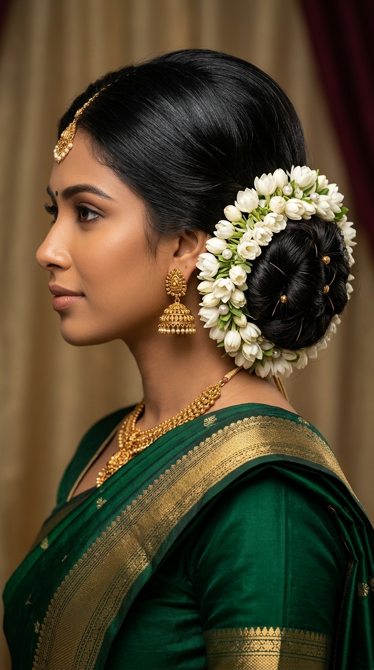 The Classic Low Bun with Fresh Gajra