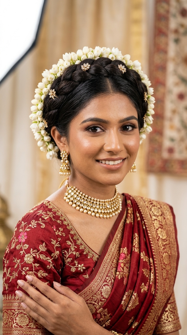 The Crown Braid with Jasmine Halo