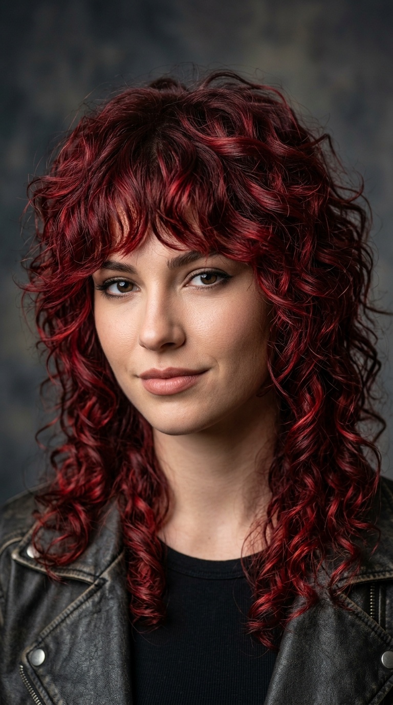 The Curly Crimson Shag-Mullet