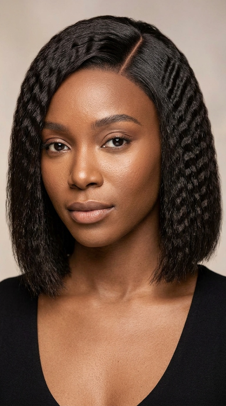 The Deep-Parted Crimp Bob