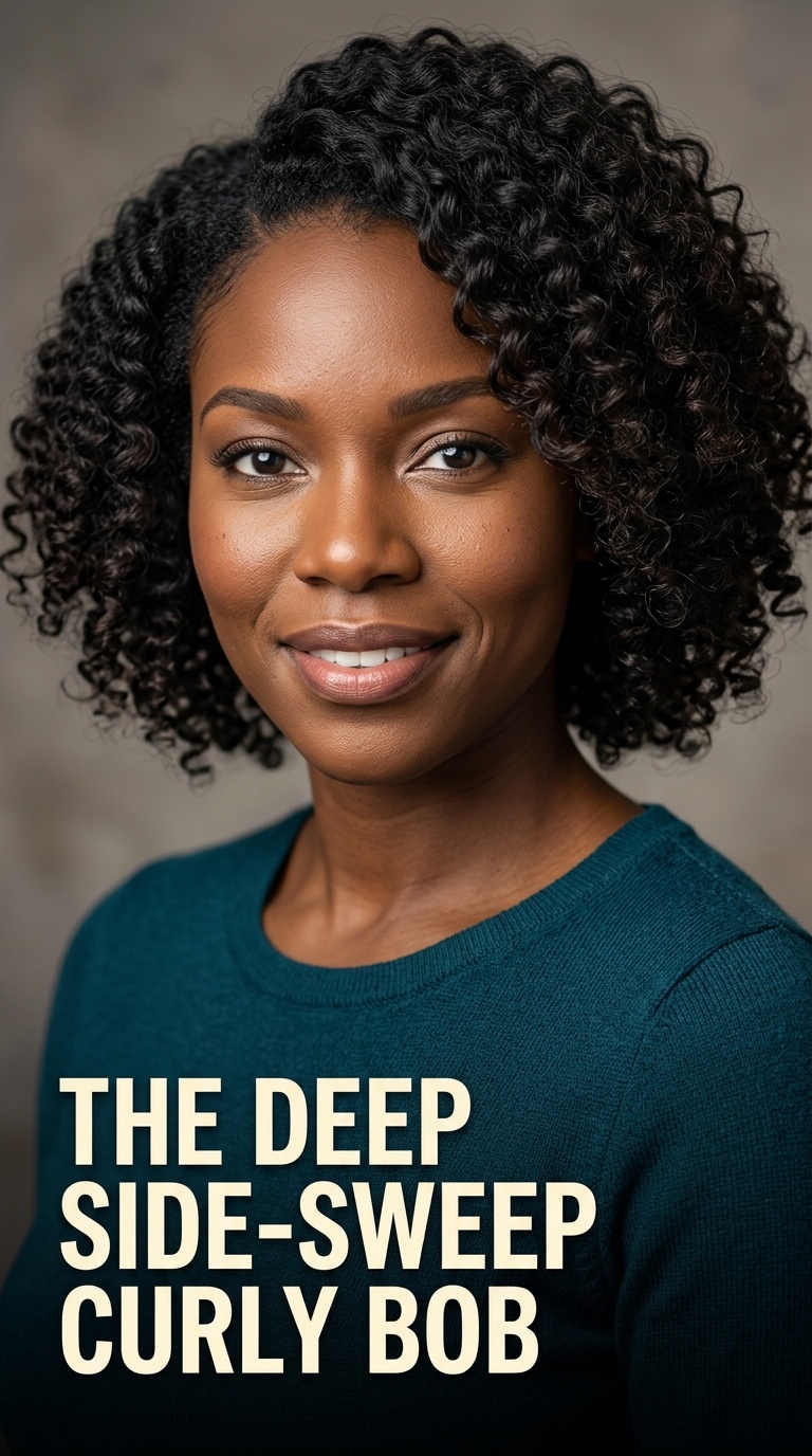 The Deep Side-Sweep Curly Bob