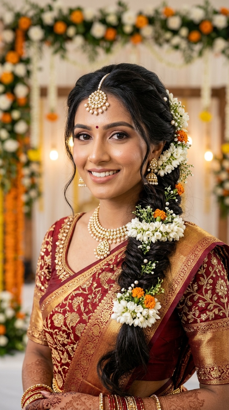 The Fishtail Braid with Floral Clusters