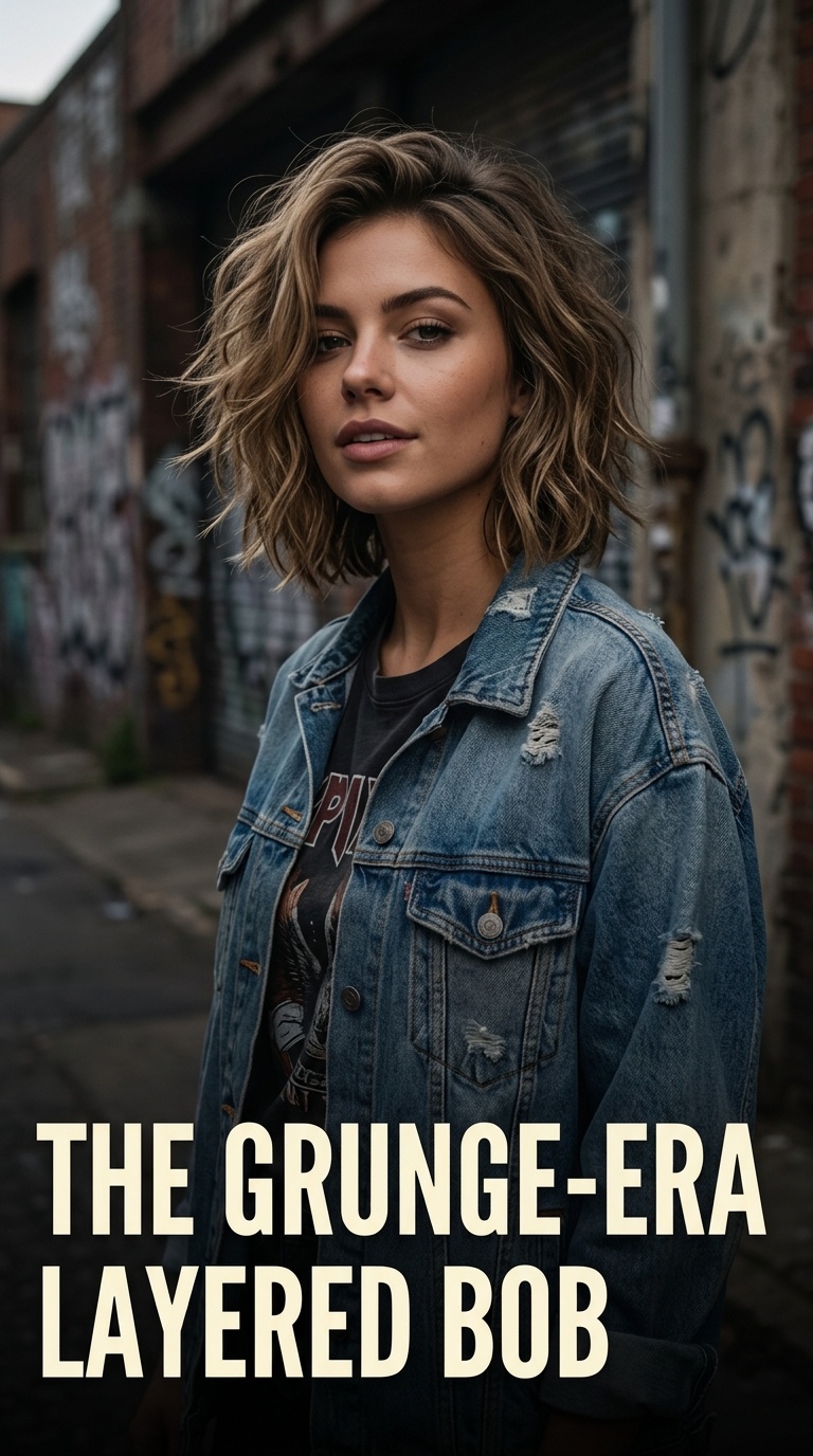 The Grunge-Era Layered Bob