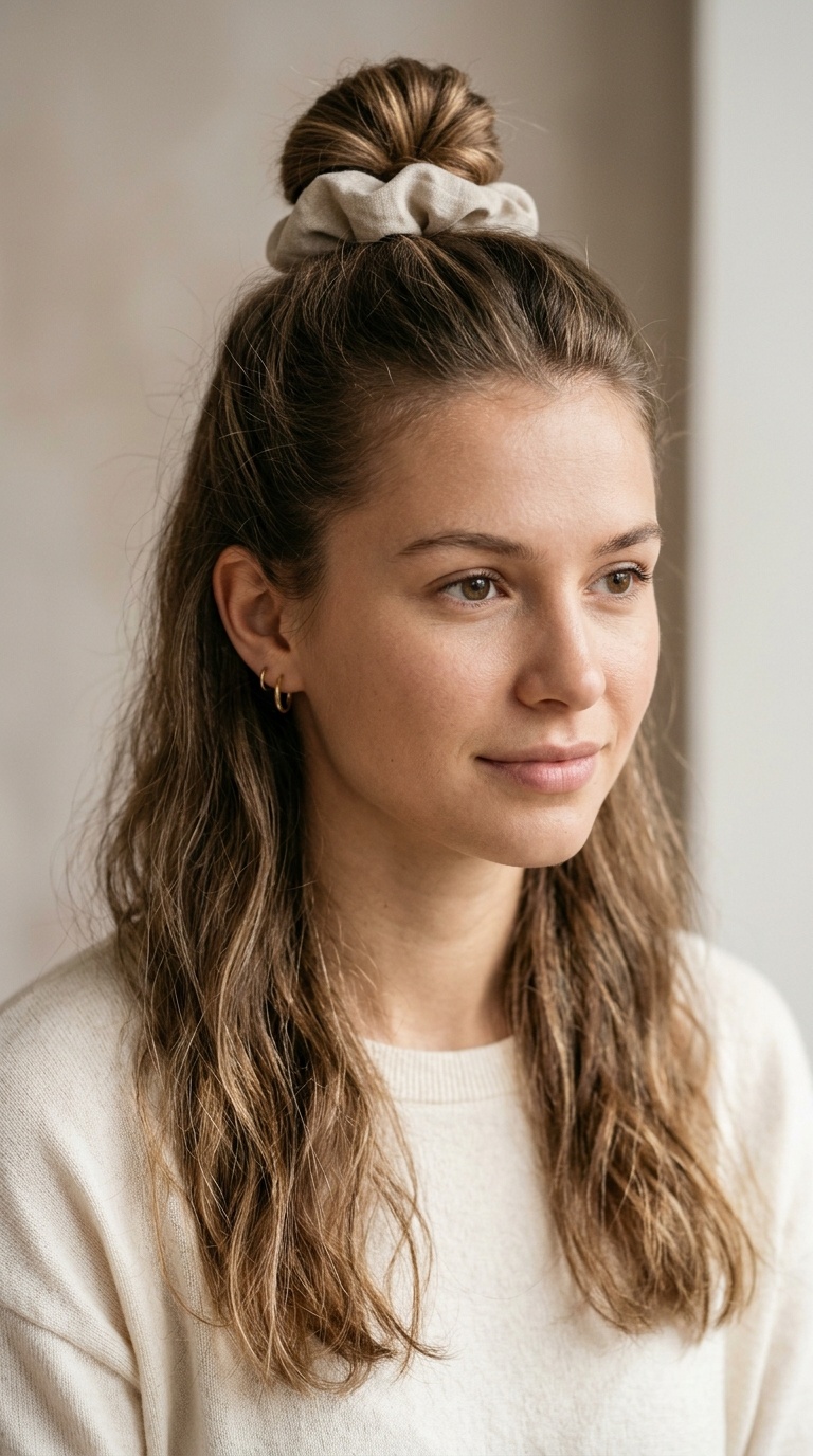 The Half-Up Bun with Scrunchie