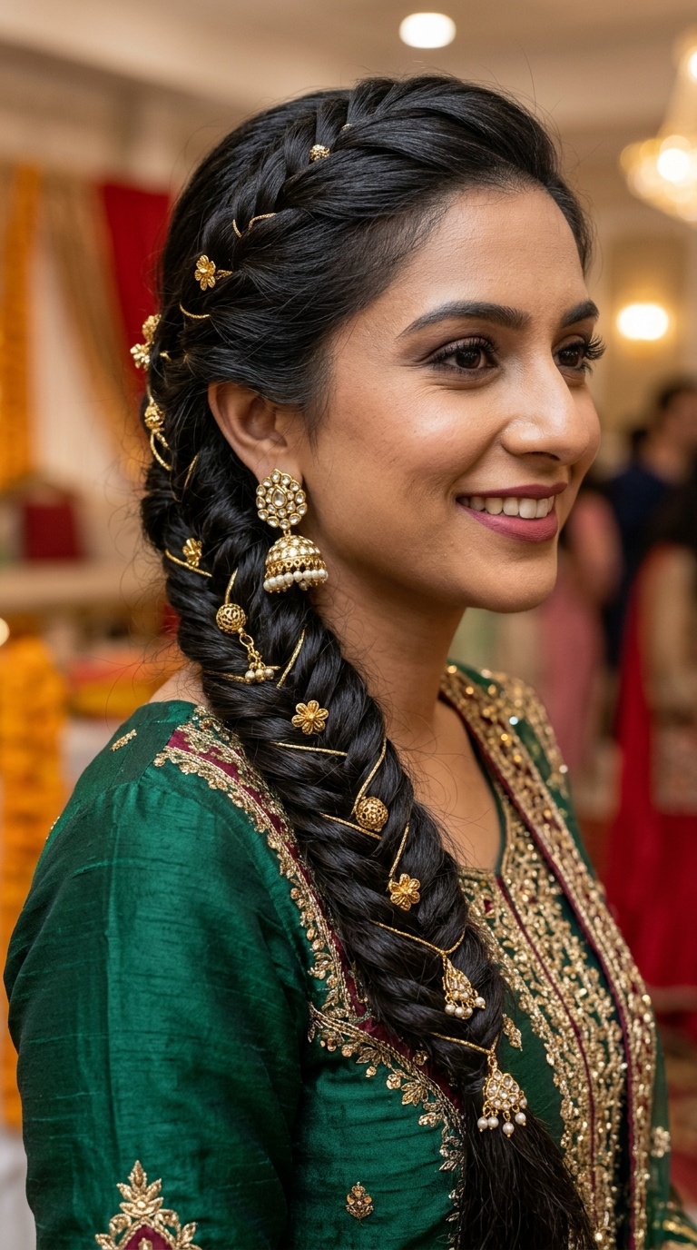 The Intricate Fishtail Braid with Gold Accessories