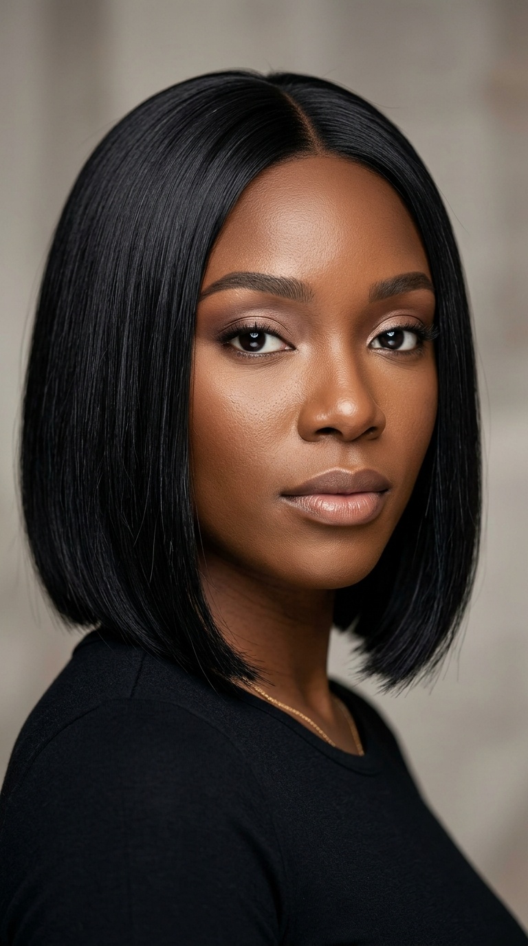 The Jet-Black Chin-Length Bob