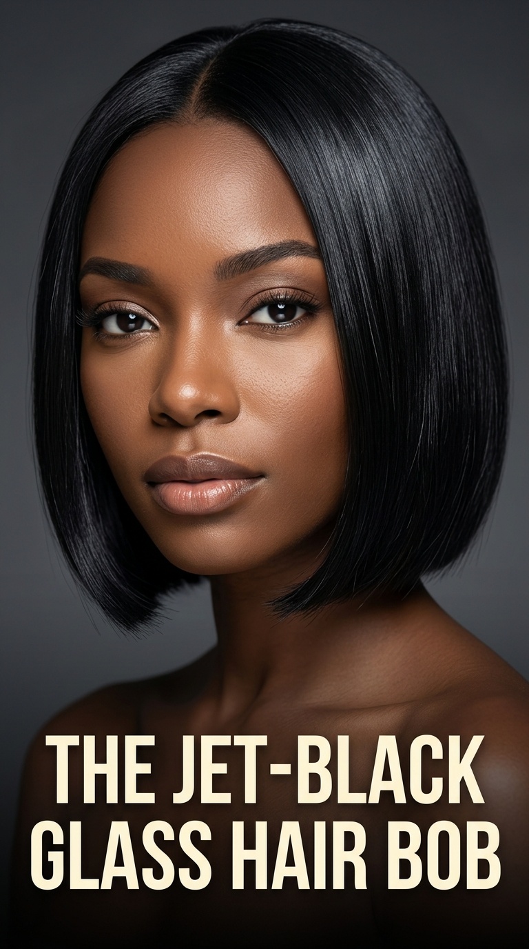 The Jet-Black Glass Hair Bob