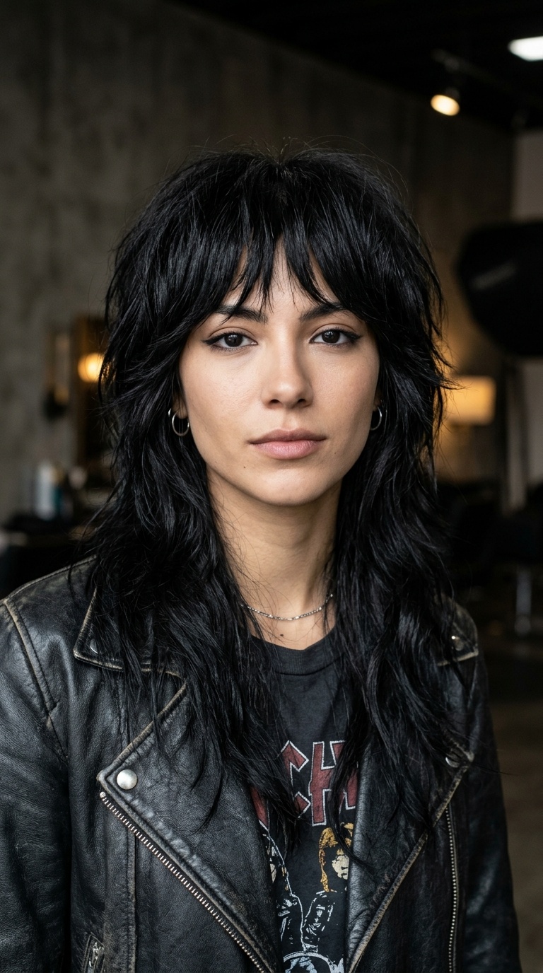 The Jet-Black Wolf Cut