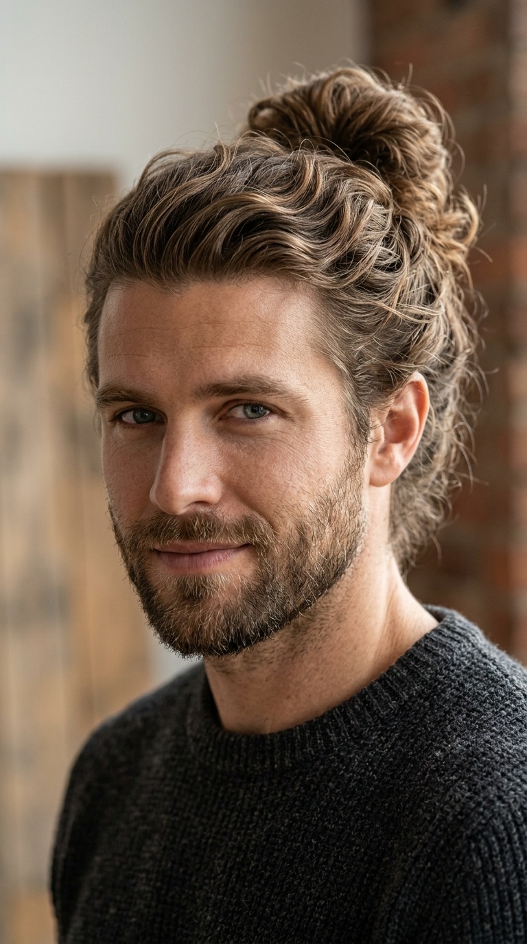 The Layered Wavy Man Bun