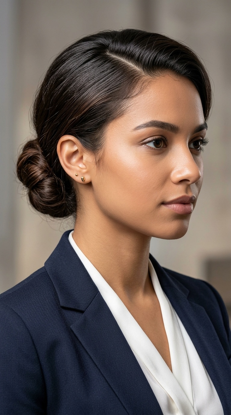 The Low Chignon with a Side Part