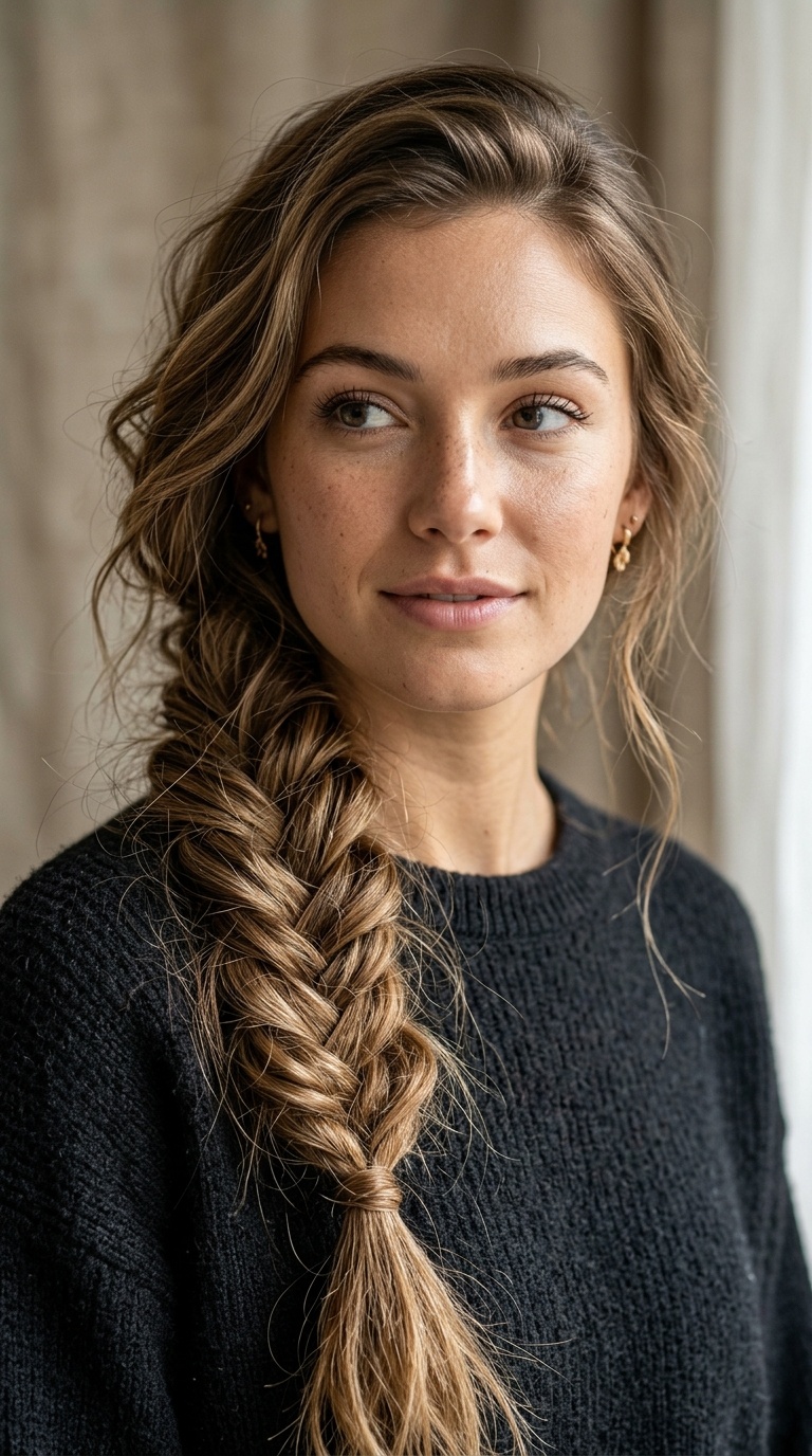 The Messy Fishtail Side Braid