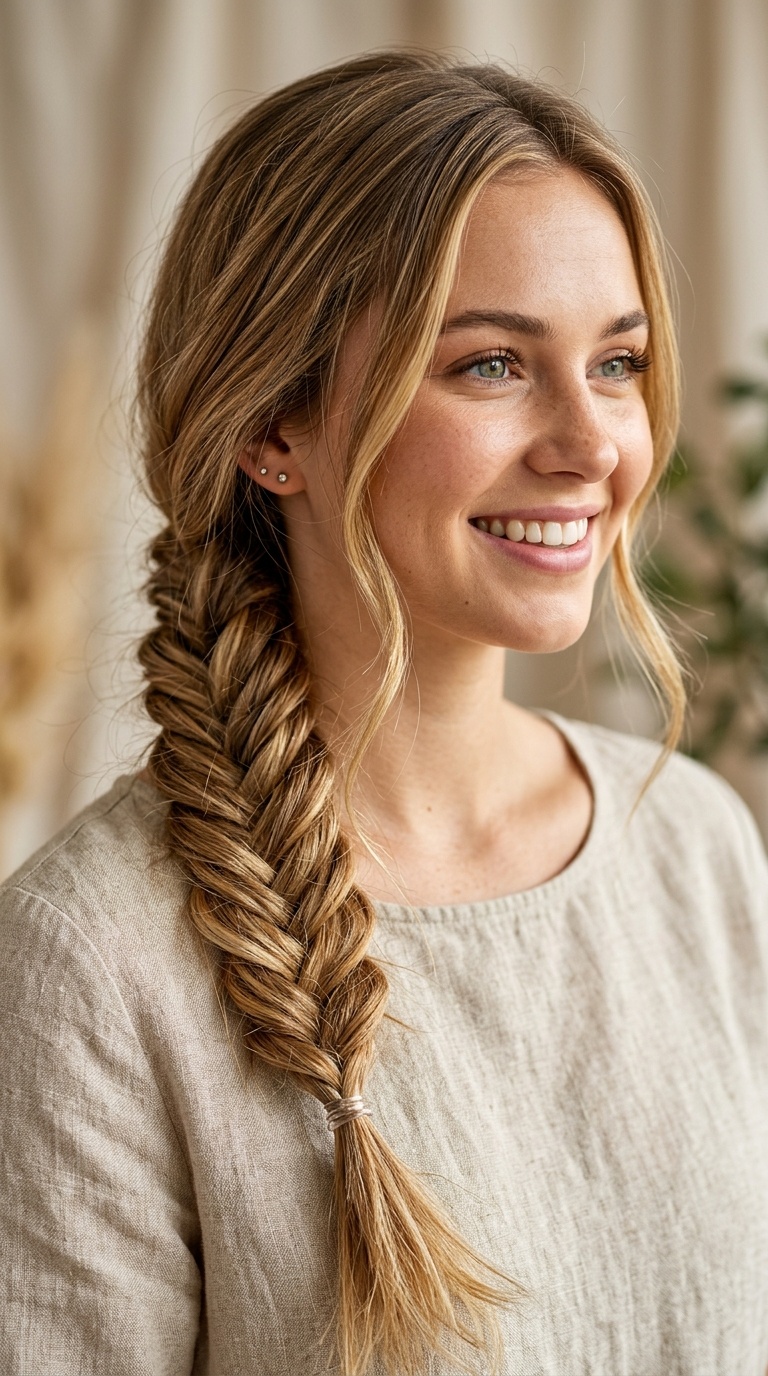 The Messy Fishtail Side Braid