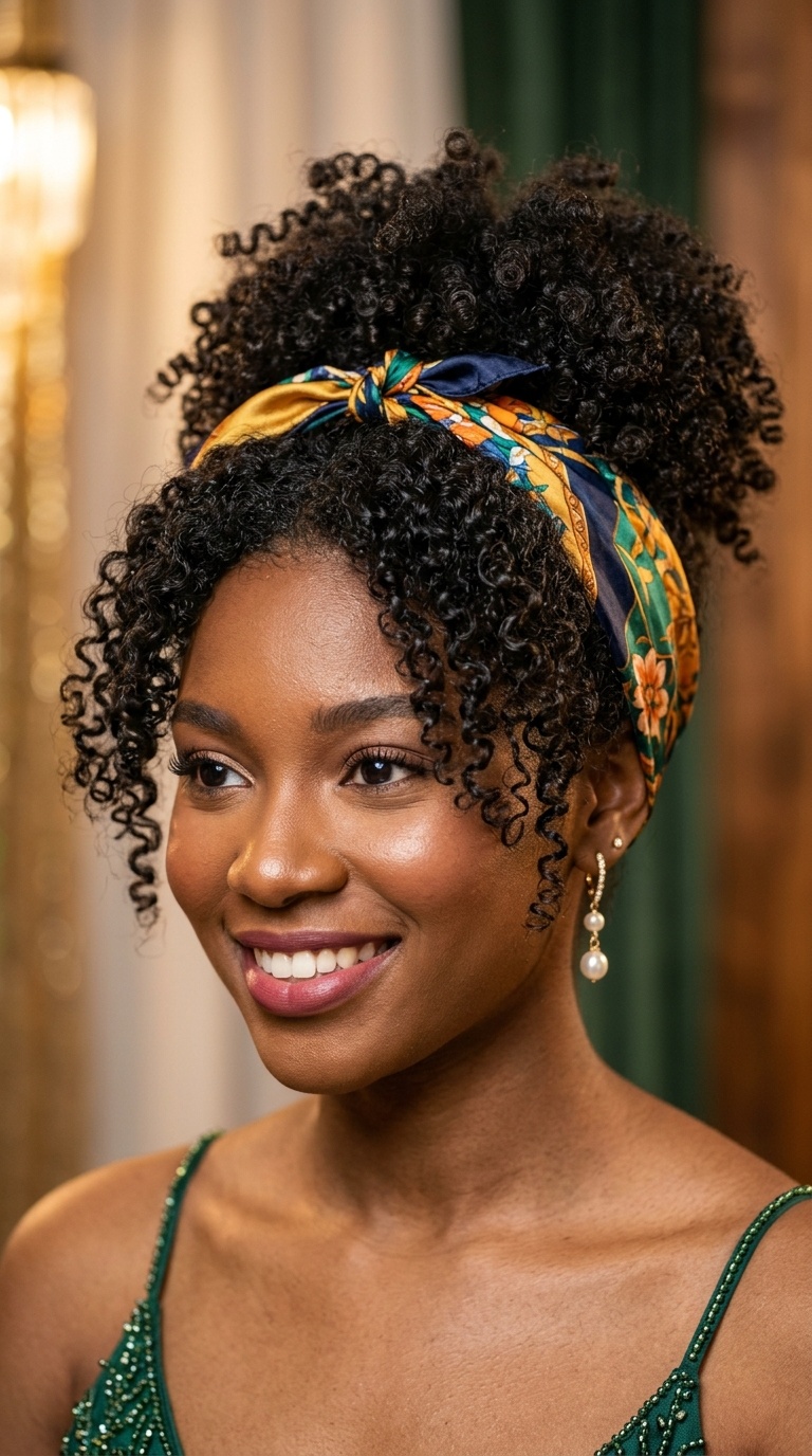 The Pineapple Updo with a Scarf