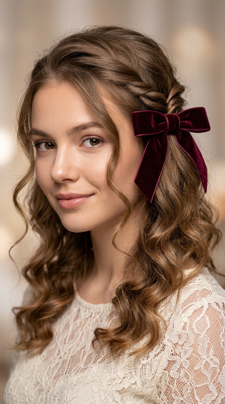 The Romantic Half-Up Velvet Bow