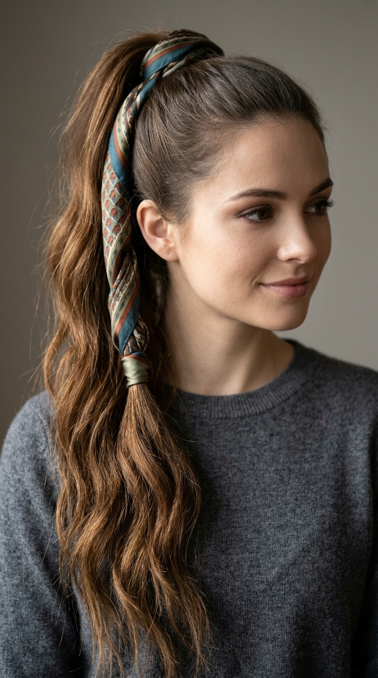 The Scarf Wrap Ponytail