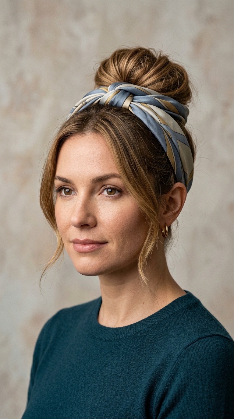 The Scarf-Wrapped Bun