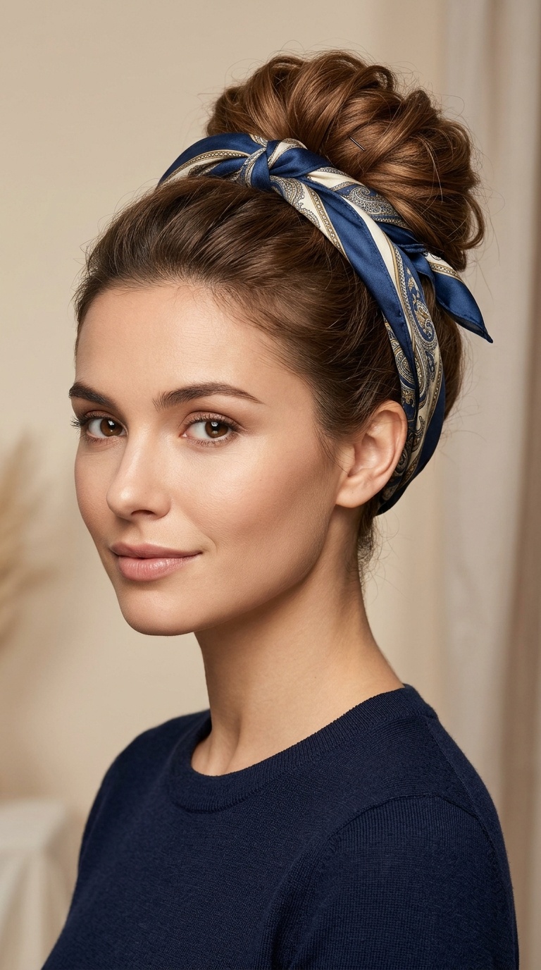 The Scarf-Wrapped Bun