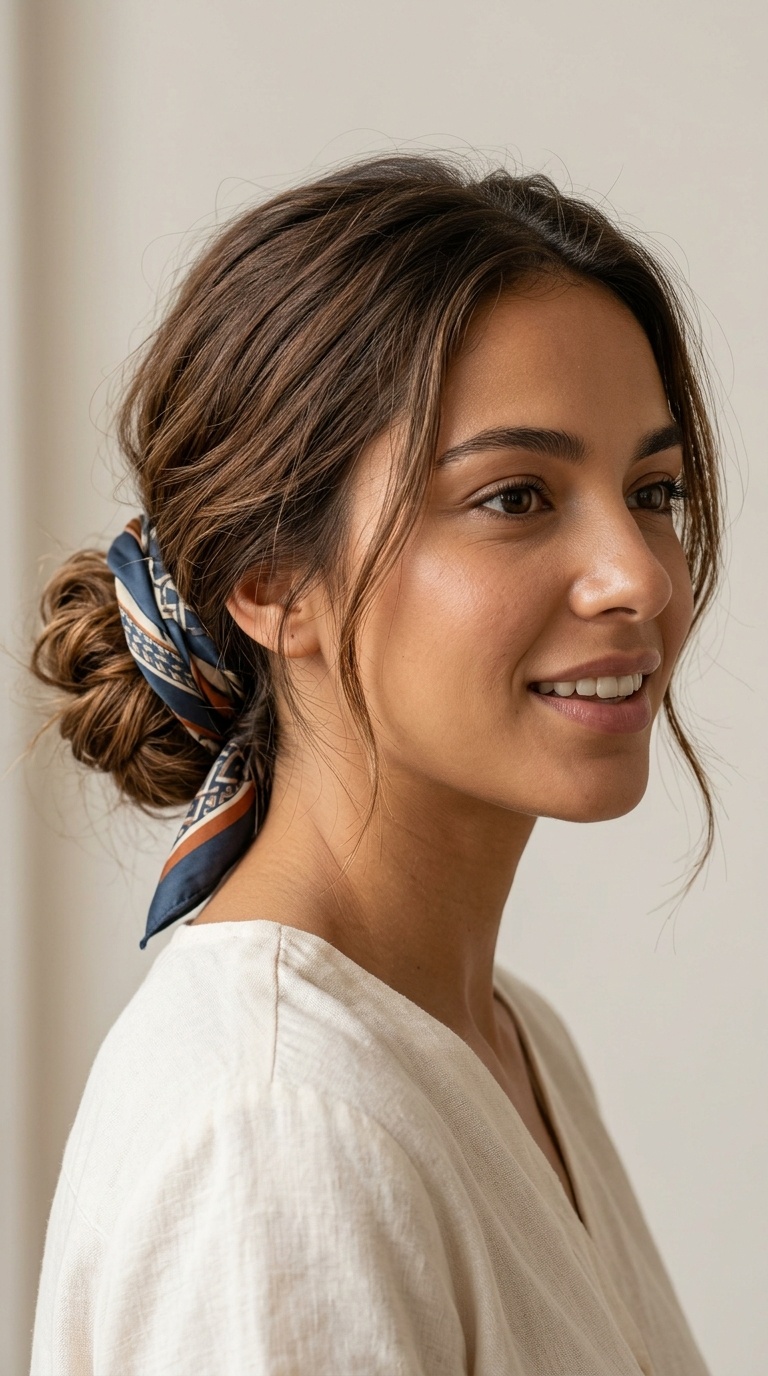 The Scarf-Wrapped Bun
