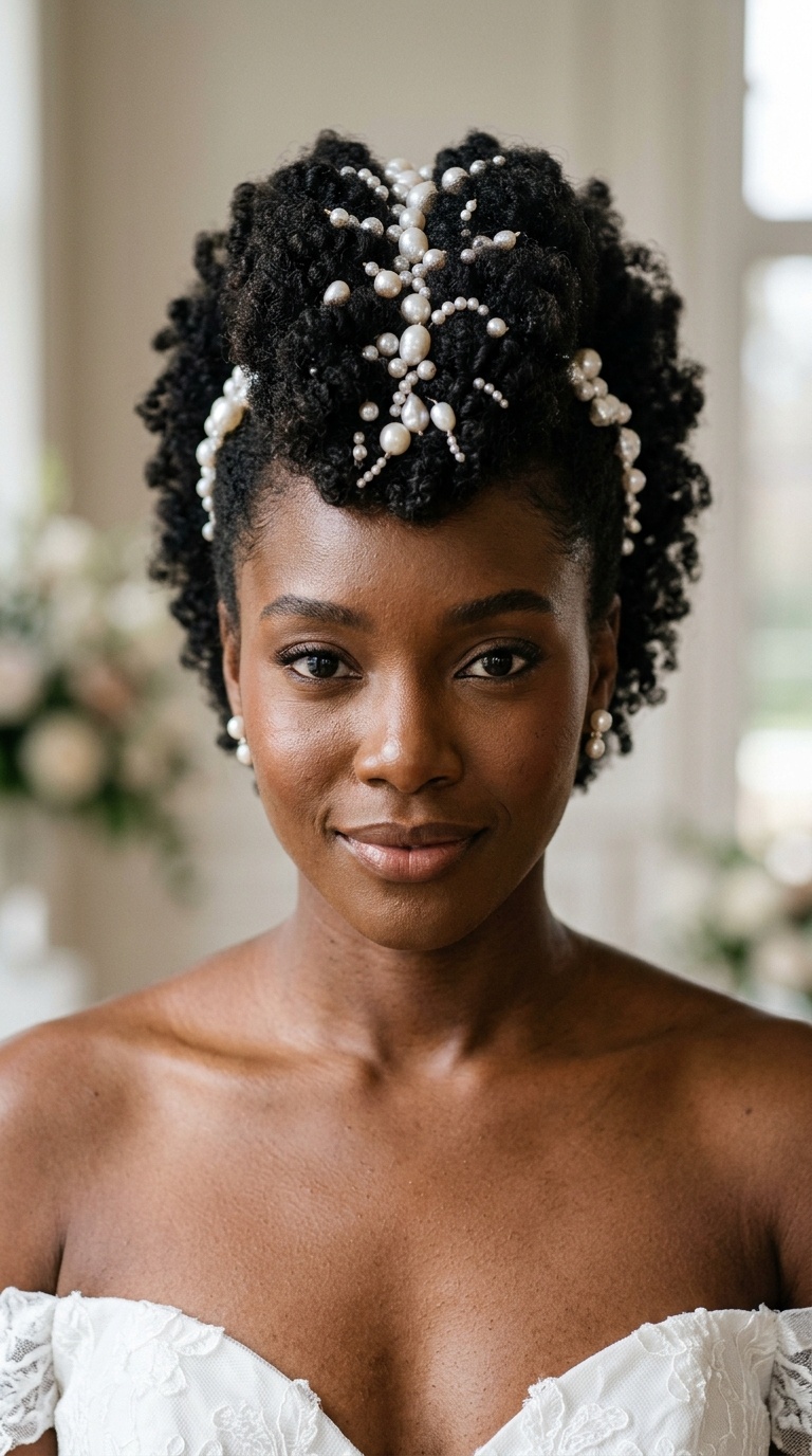 The Sculpted Fro-hawk with Pearl Embellishments