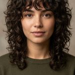 17 Curly Hairstyles for Big Foreheads with Curly Bangs