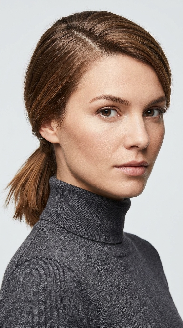 The Side-Parted Low Pony