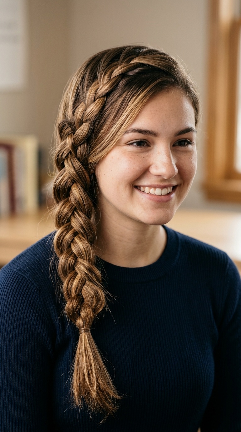 The Side-Swept Waterfall Braid