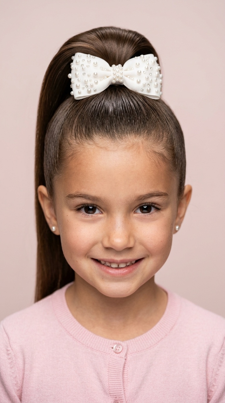 The Sleek High Pony with Pearl Bow