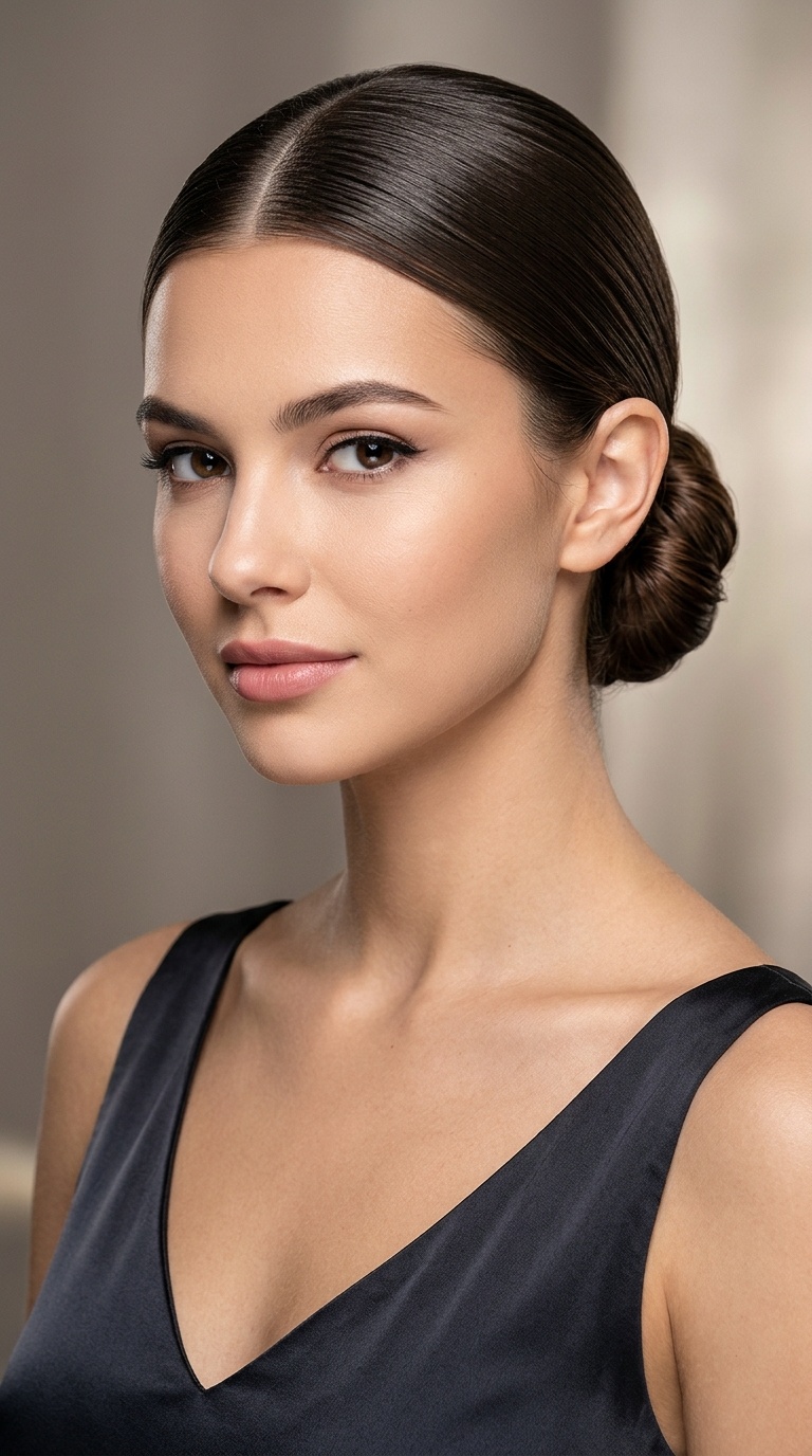 The Sleek Middle-Part Low Bun