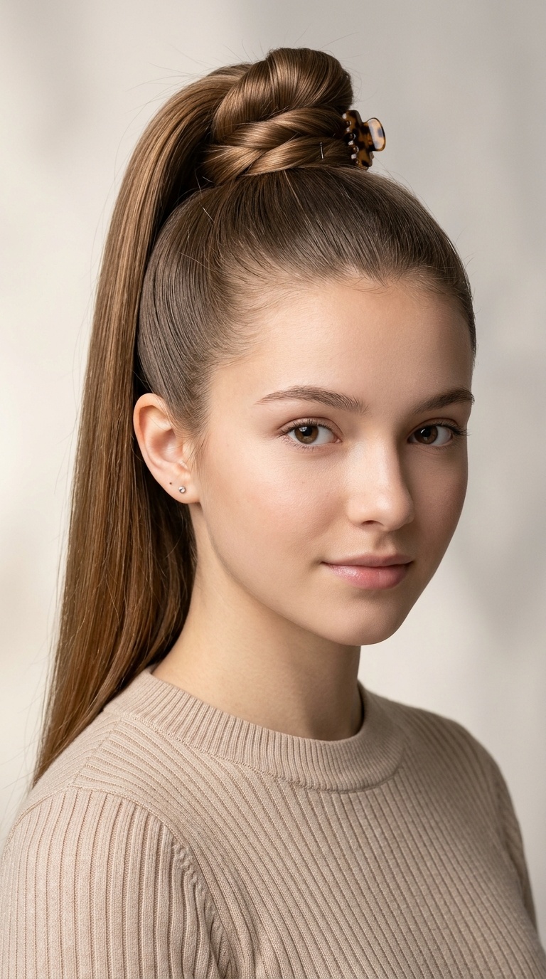 The Sleek Ponytail-Bun Hybrid
