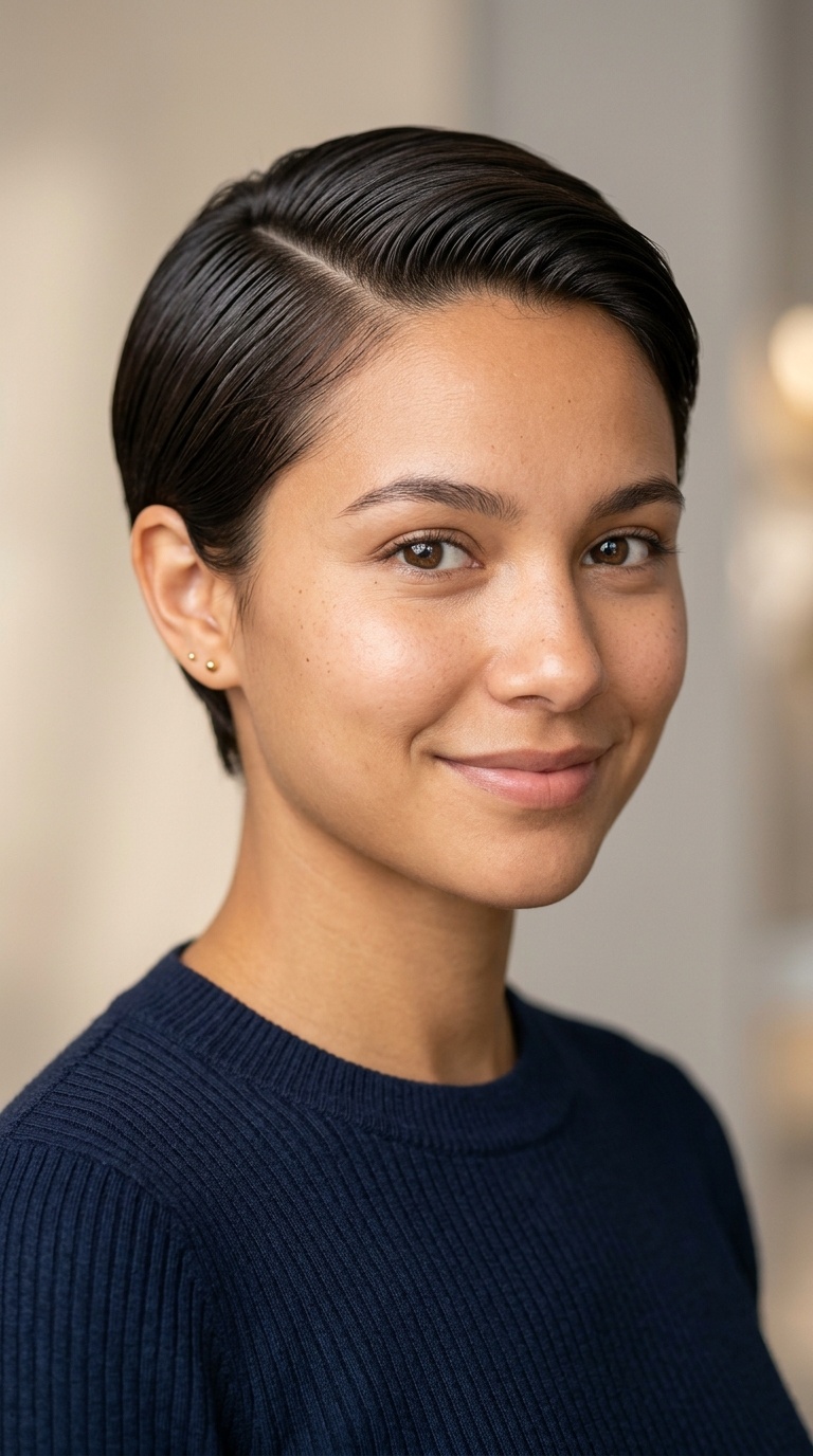 The Sleek Side-Parted Pixie