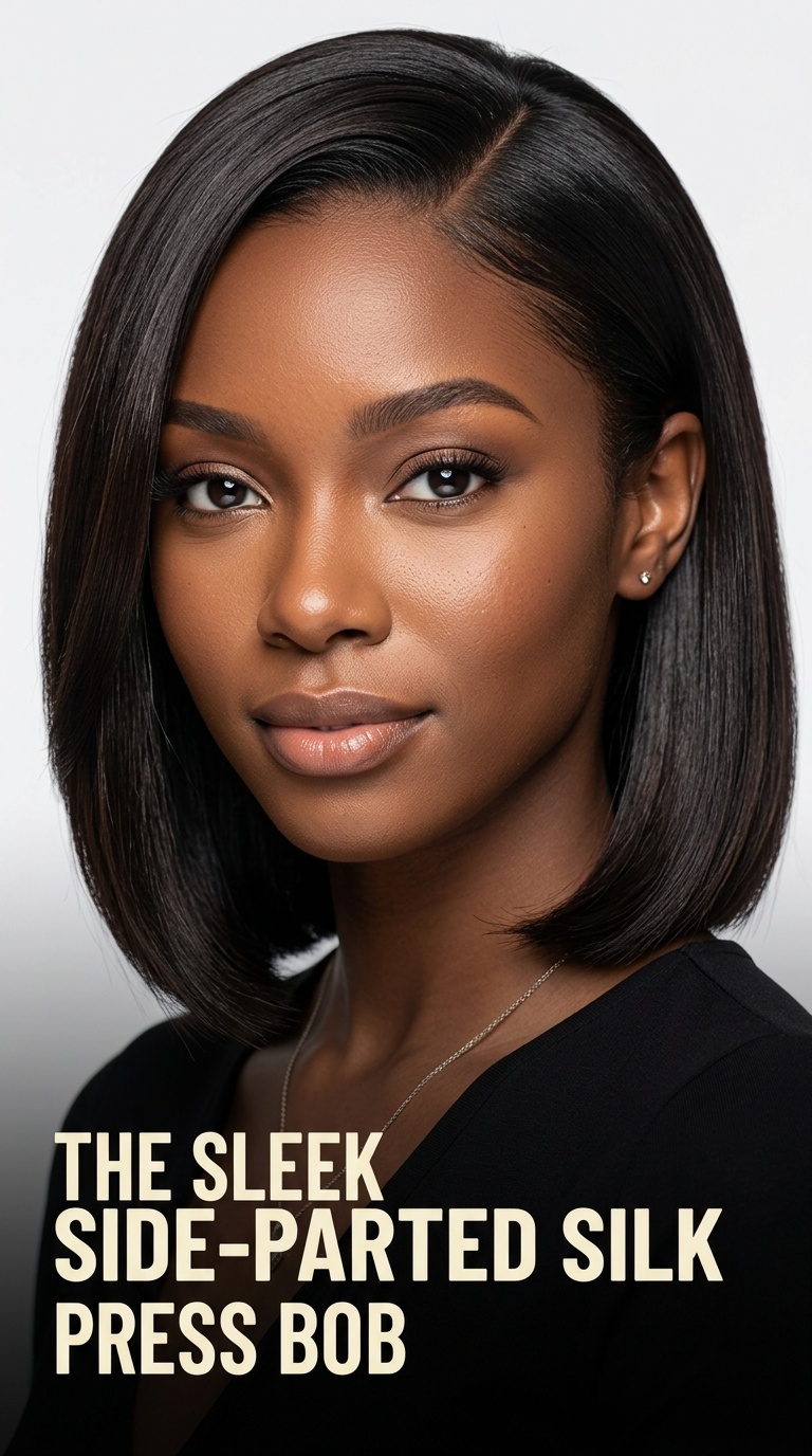 The Sleek Side-Parted Silk Press Bob