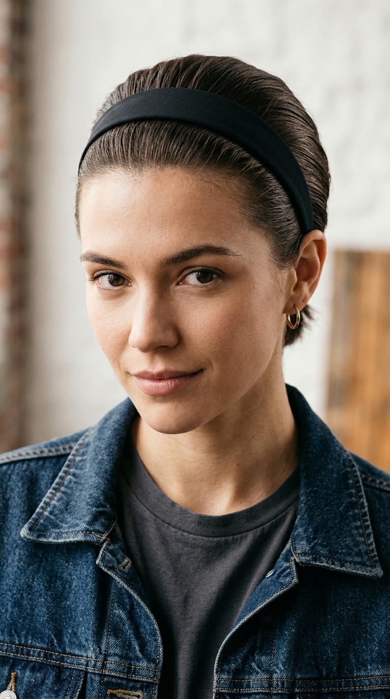 The Slicked-Back Headband Look