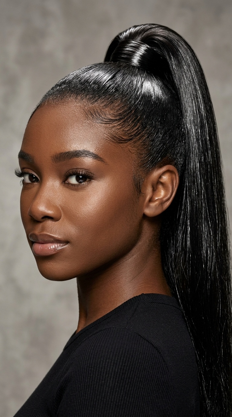 The Snatched Mirror-Finish High Ponytail
