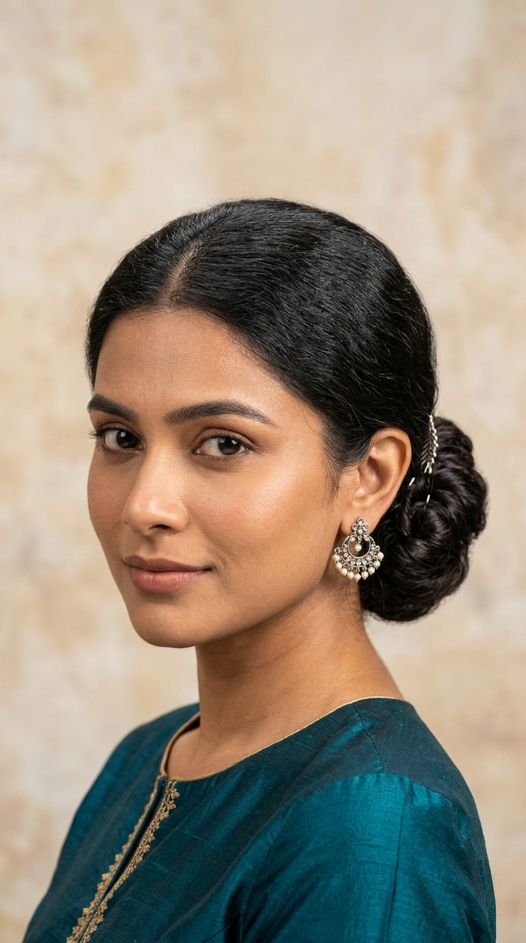 The Symmetrical Parted Low Bun