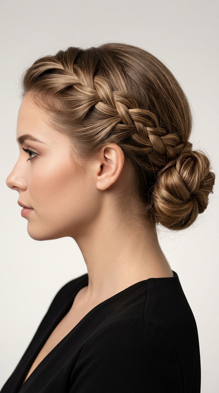 The Waterfall Braid into a Bun
