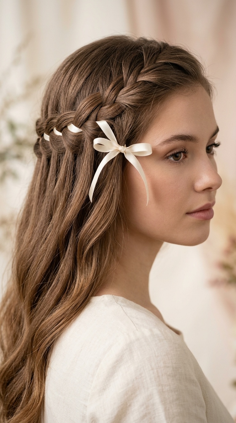 The Waterfall Braid with Silk Ribbon