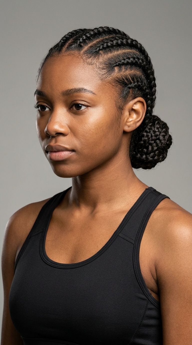 Tight Cornrows with a Low Bun
