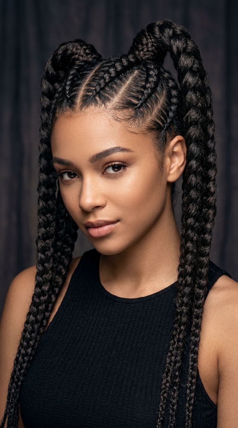 Tight High Braided Pigtails