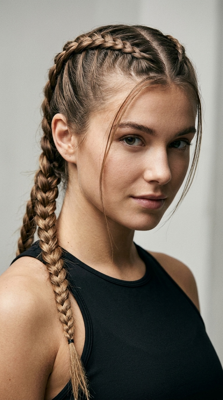 Tight Sporty Dutch Braids