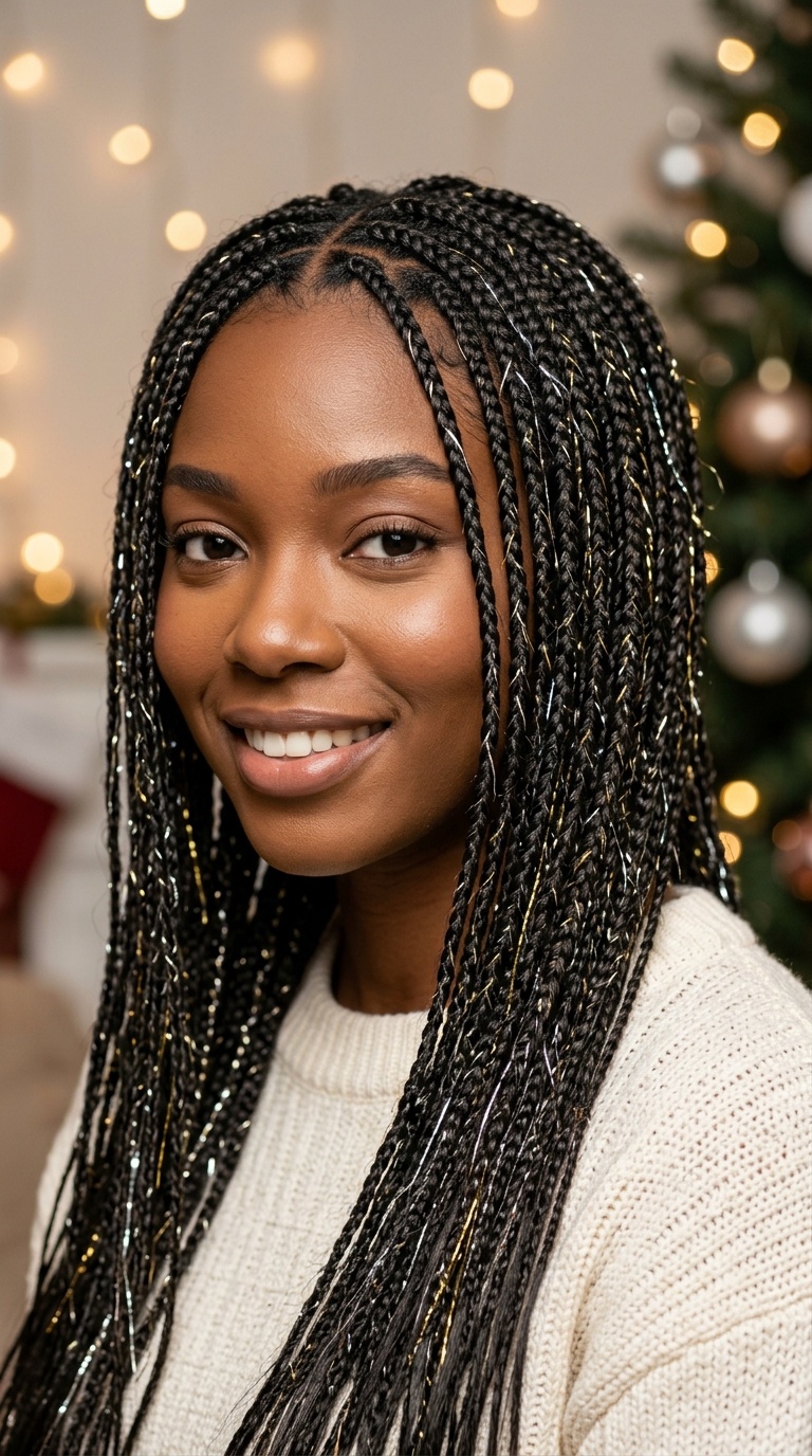 Tinsel-Infused Micro Braids